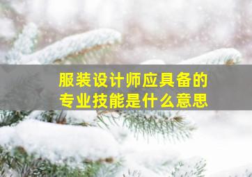 服装设计师应具备的专业技能是什么意思