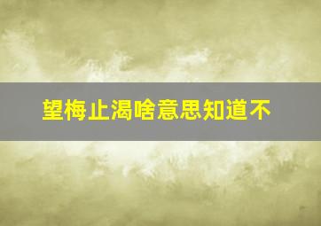 望梅止渴啥意思知道不