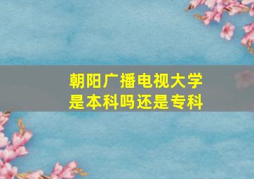 朝阳广播电视大学是本科吗还是专科