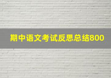 期中语文考试反思总结800