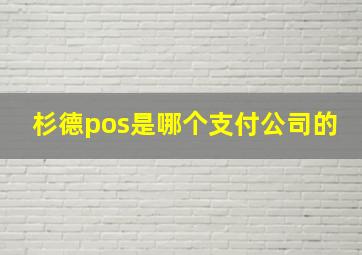 杉德pos是哪个支付公司的