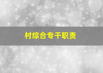 村综合专干职责