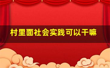 村里面社会实践可以干嘛