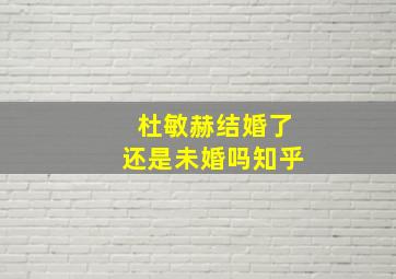 杜敏赫结婚了还是未婚吗知乎