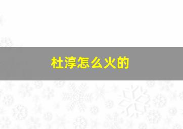 杜淳怎么火的