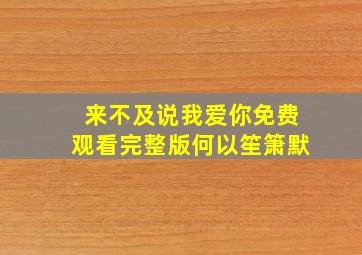 来不及说我爱你免费观看完整版何以笙箫默