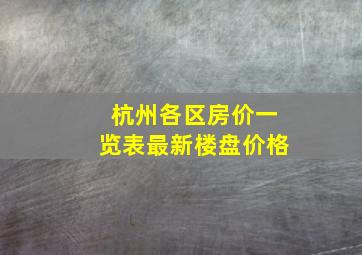 杭州各区房价一览表最新楼盘价格