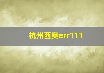 杭州西奥err111