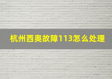 杭州西奥故障113怎么处理