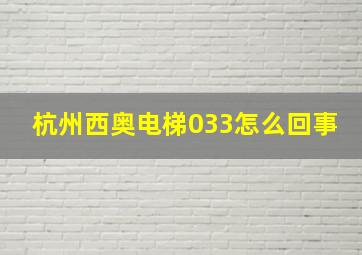 杭州西奥电梯033怎么回事