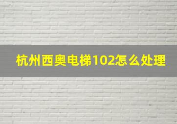 杭州西奥电梯102怎么处理