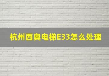 杭州西奥电梯E33怎么处理