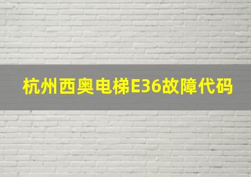 杭州西奥电梯E36故障代码