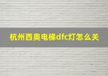 杭州西奥电梯dfc灯怎么关