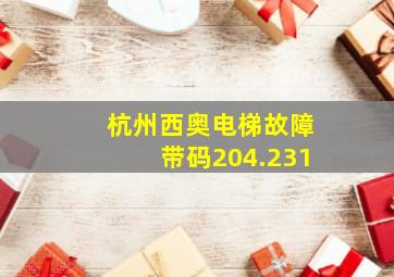 杭州西奥电梯故障带码204.231