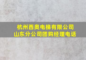 杭州西奥电梯有限公司山东分公司团购经理电话