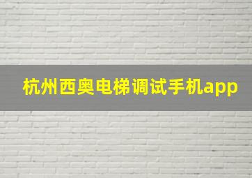 杭州西奥电梯调试手机app