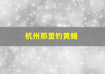 杭州那里钓黄鳝