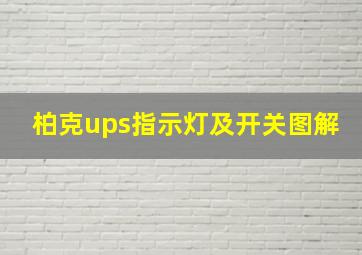 柏克ups指示灯及开关图解