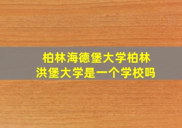 柏林海德堡大学柏林洪堡大学是一个学校吗