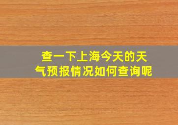 查一下上海今天的天气预报情况如何查询呢