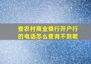 查农村商业银行开户行的电话怎么查询不到呢