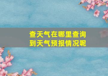 查天气在哪里查询到天气预报情况呢