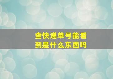 查快递单号能看到是什么东西吗