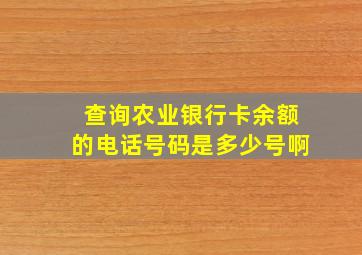 查询农业银行卡余额的电话号码是多少号啊