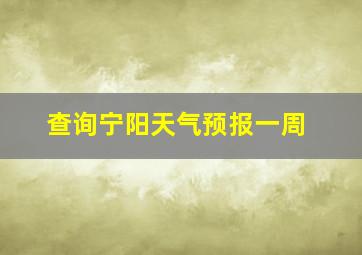 查询宁阳天气预报一周