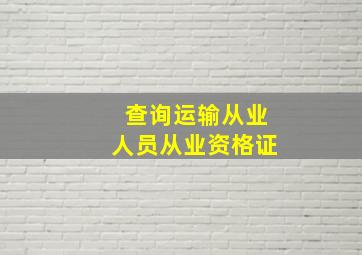 查询运输从业人员从业资格证