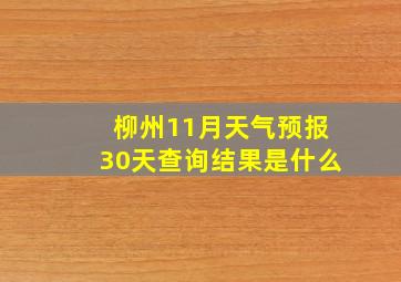 柳州11月天气预报30天查询结果是什么