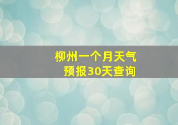 柳州一个月天气预报30天查询