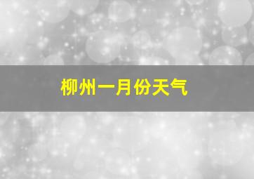 柳州一月份天气