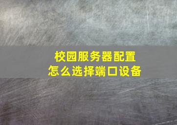 校园服务器配置怎么选择端口设备