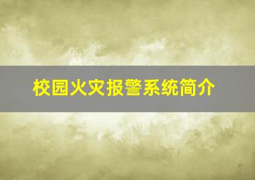 校园火灾报警系统简介