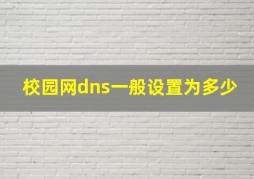 校园网dns一般设置为多少