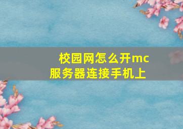 校园网怎么开mc服务器连接手机上