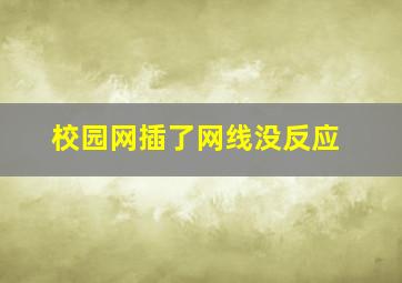 校园网插了网线没反应