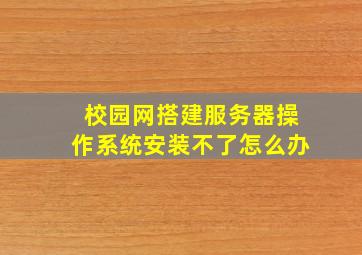 校园网搭建服务器操作系统安装不了怎么办