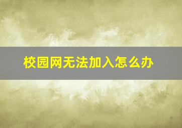 校园网无法加入怎么办