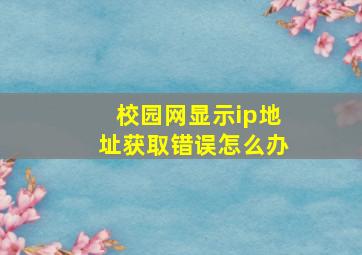 校园网显示ip地址获取错误怎么办