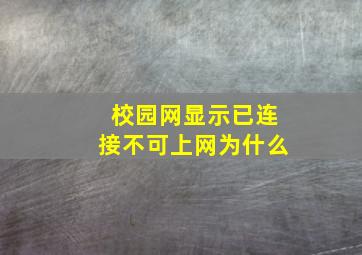 校园网显示已连接不可上网为什么