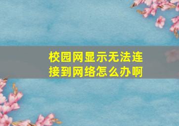 校园网显示无法连接到网络怎么办啊