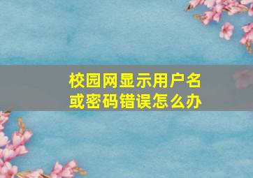 校园网显示用户名或密码错误怎么办