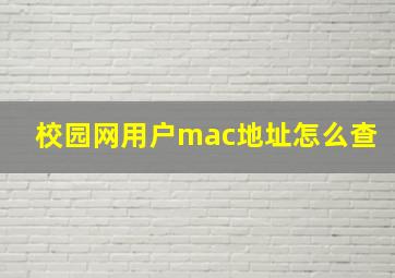 校园网用户mac地址怎么查