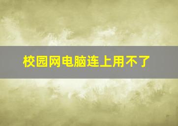 校园网电脑连上用不了