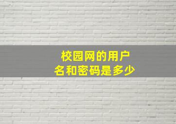 校园网的用户名和密码是多少