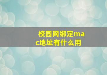 校园网绑定mac地址有什么用