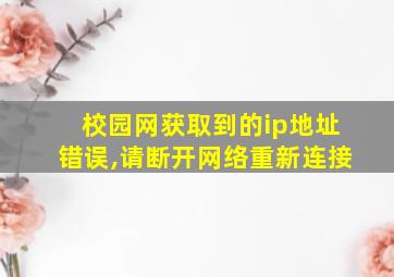 校园网获取到的ip地址错误,请断开网络重新连接